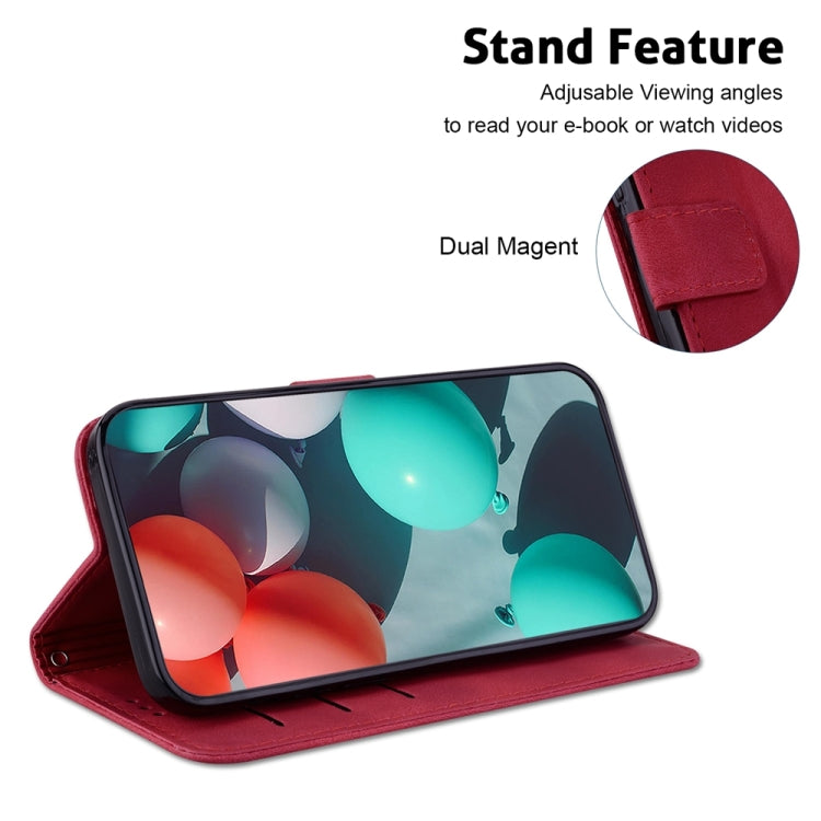 For Xiaomi Redmi Note 13 5G 7-shaped Embossed Leather Phone Case(Red)