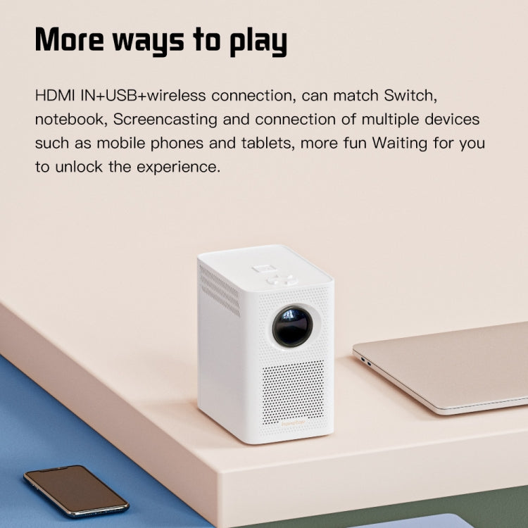 S30 Max Android 10 OS HD Portable WiFi Mobile Projector, Plug Type:US Plug(White)