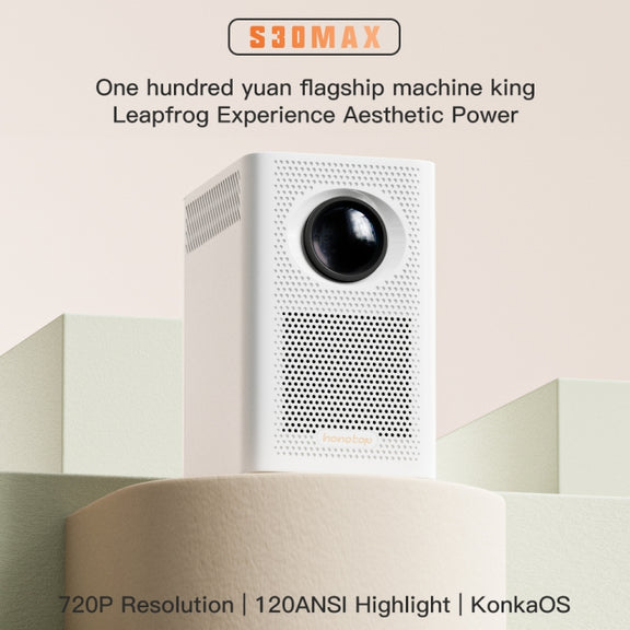 S30 Max Android 10 OS HD Portable WiFi Mobile Projector, Plug Type:US Plug(White)