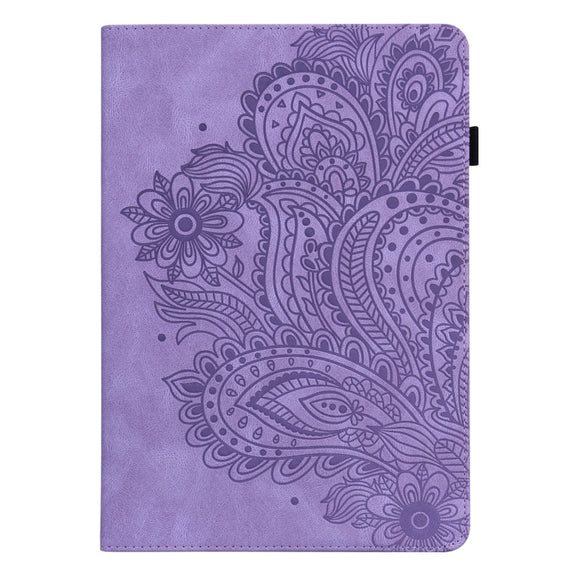For Google Pixel Tablet Peacock Embossed Pattern Leather Tablet Case(Purple)