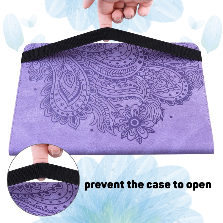 For Google Pixel Tablet Peacock Embossed Pattern Leather Tablet Case(Purple)