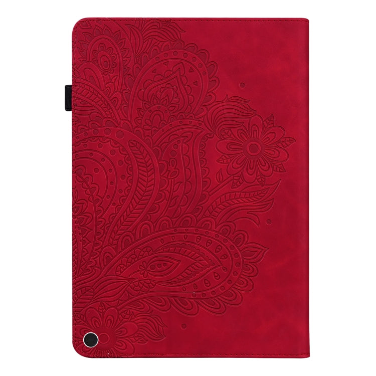 For Google Pixel Tablet Peacock Embossed Pattern Leather Tablet Case(Red)