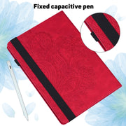 For Google Pixel Tablet Peacock Embossed Pattern Leather Tablet Case(Red)