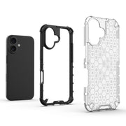 For iPhone 16 Honeycomb Shockproof Phone Case(Black)