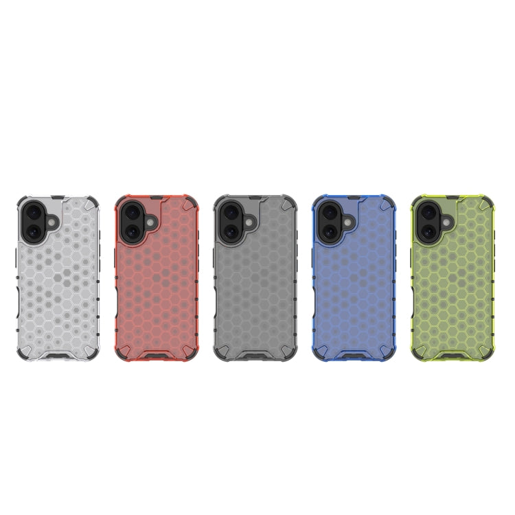 For iPhone 16 Honeycomb Shockproof Phone Case(Black)