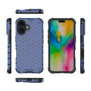 For iPhone 16 Honeycomb Shockproof Phone Case(Blue)