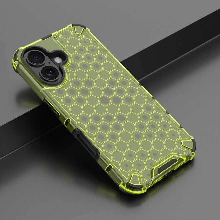For iPhone 16 Plus Honeycomb Shockproof Phone Case(Green)