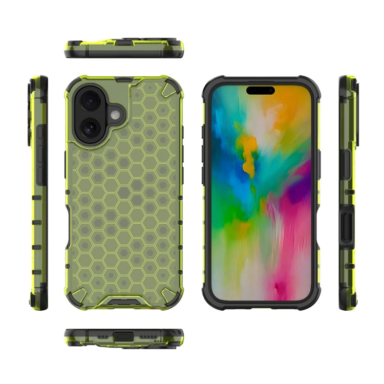 For iPhone 16 Plus Honeycomb Shockproof Phone Case(Green)