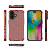 For iPhone 16 Plus Honeycomb Shockproof Phone Case(Red)