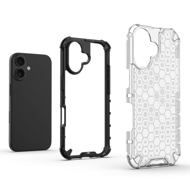 For iPhone 16 Plus Honeycomb Shockproof Phone Case(Red)
