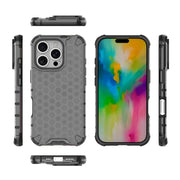 For iPhone 16 Pro Honeycomb Shockproof Phone Case(Black)