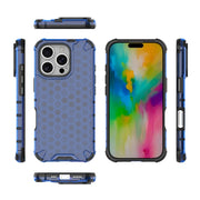 For iPhone 16 Pro Honeycomb Shockproof Phone Case(Blue)