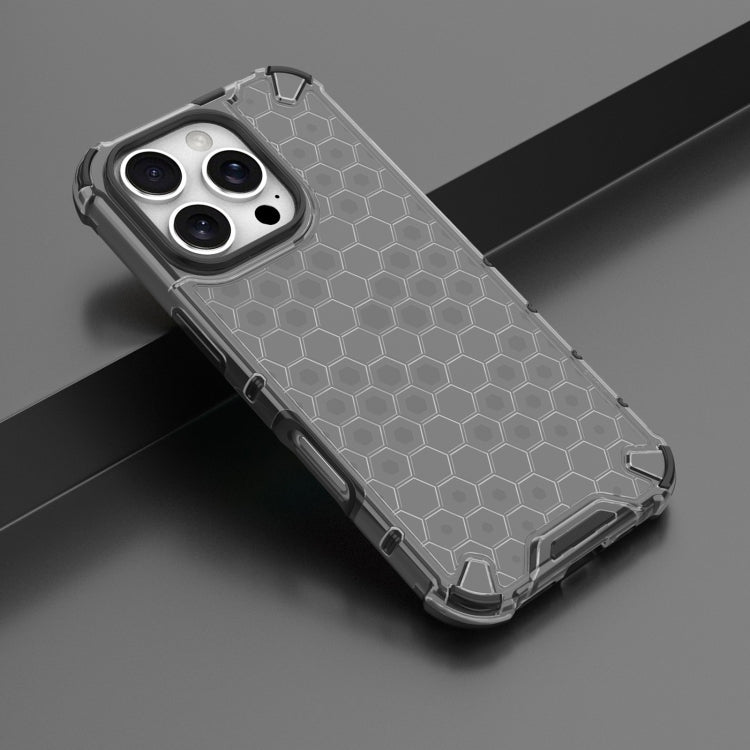 For iPhone 16 Pro Max Honeycomb Shockproof Phone Case(Black)