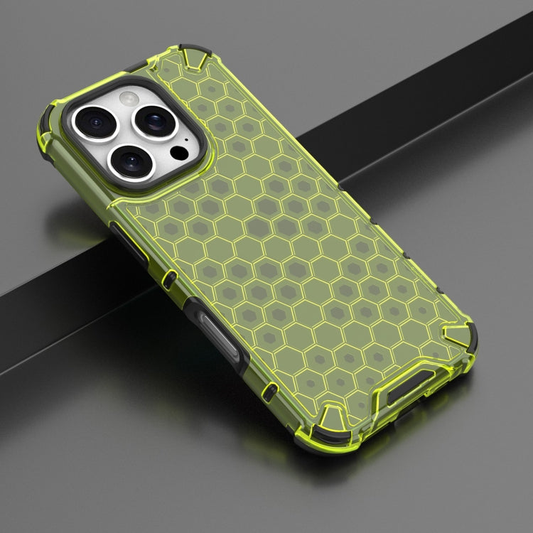 For iPhone 16 Pro Max Honeycomb Shockproof Phone Case(Green)