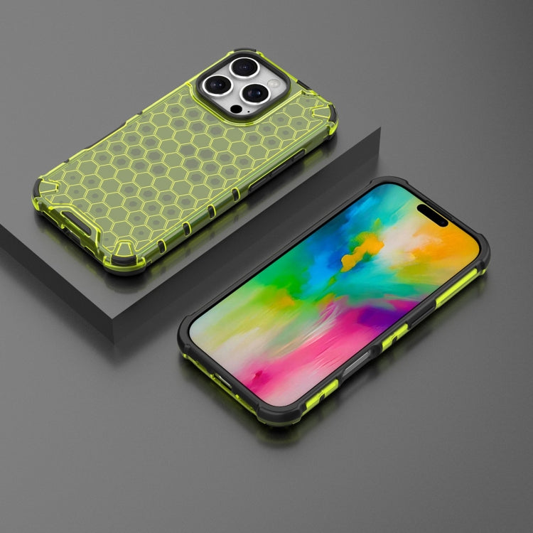 For iPhone 16 Pro Max Honeycomb Shockproof Phone Case(Green)