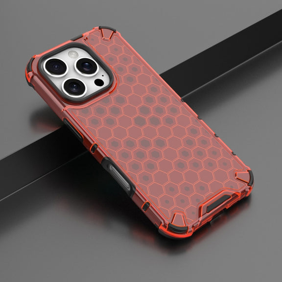 For iPhone 16 Pro Max Honeycomb Shockproof Phone Case(Red)