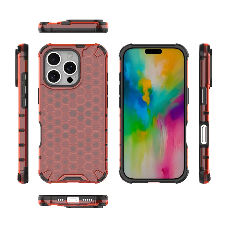 For iPhone 16 Pro Max Honeycomb Shockproof Phone Case(Red)
