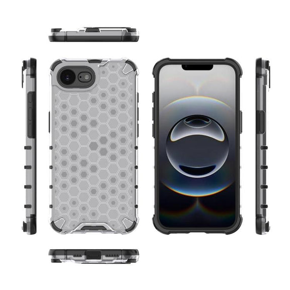 For iPhone 16e Honeycomb Shockproof Phone Case(White)