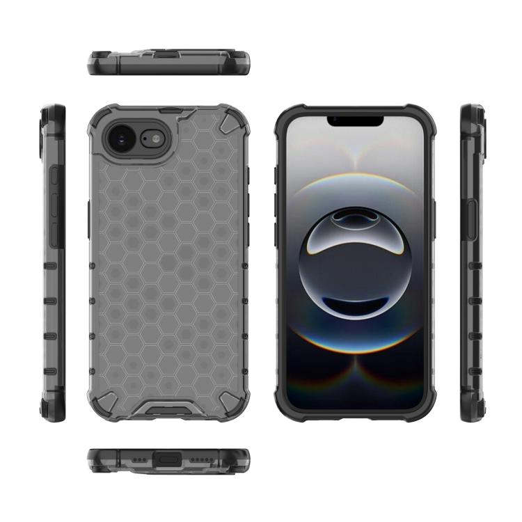For iPhone 16e Honeycomb Shockproof Phone Case(Black)
