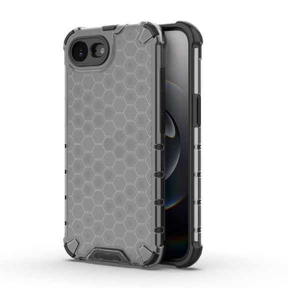 For iPhone 16e Honeycomb Shockproof Phone Case(Black)