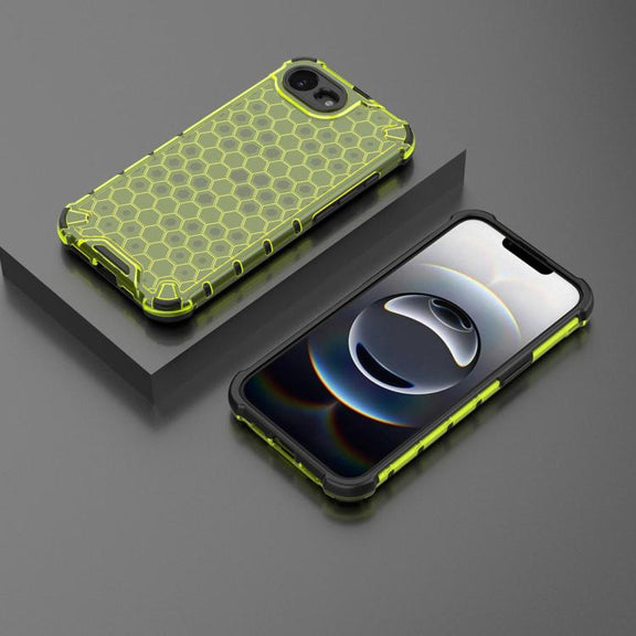 For iPhone 16e Honeycomb Shockproof Phone Case(Green)