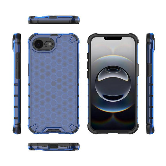 For iPhone 16e Honeycomb Shockproof Phone Case(Blue)