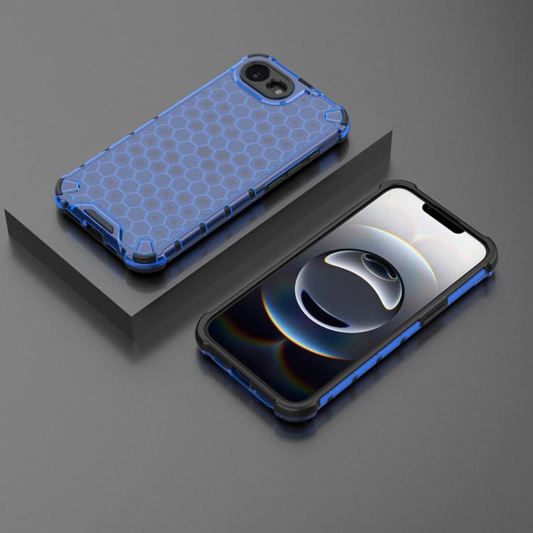 For iPhone 16e Honeycomb Shockproof Phone Case(Blue)
