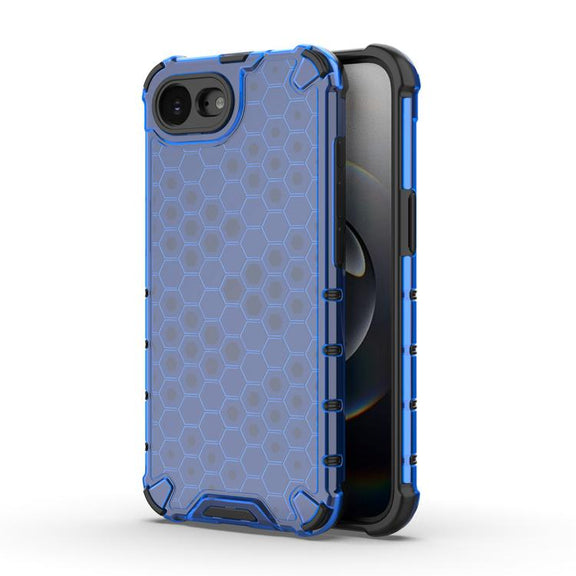 For iPhone 16e Honeycomb Shockproof Phone Case(Blue)