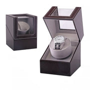 Leather Single Watch Box Electric Motor Watch Shaker Automatic Watch Shaker, US Plug