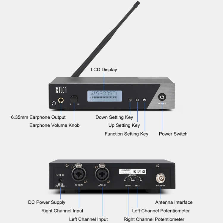XTUGA  IEM1100 Professional Wireless In Ear Monitor System 5 BodyPacks(US Plug)