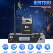 XTUGA  IEM1100 Professional Wireless In Ear Monitor System 2 BodyPacks(UK Plug)