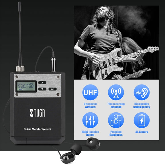 XTUGA  IEM1100 Professional Wireless In Ear Monitor System 1 BodyPacks(EU Plug)