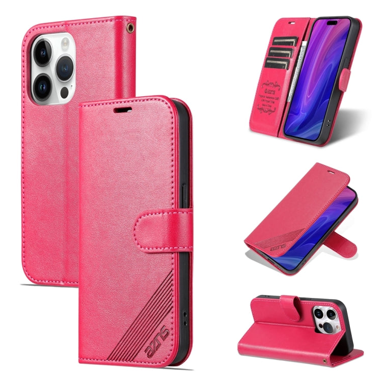 For iPhone 15 Pro Max AZNS Sheepskin Texture Flip Leather Phone Case(Red)
