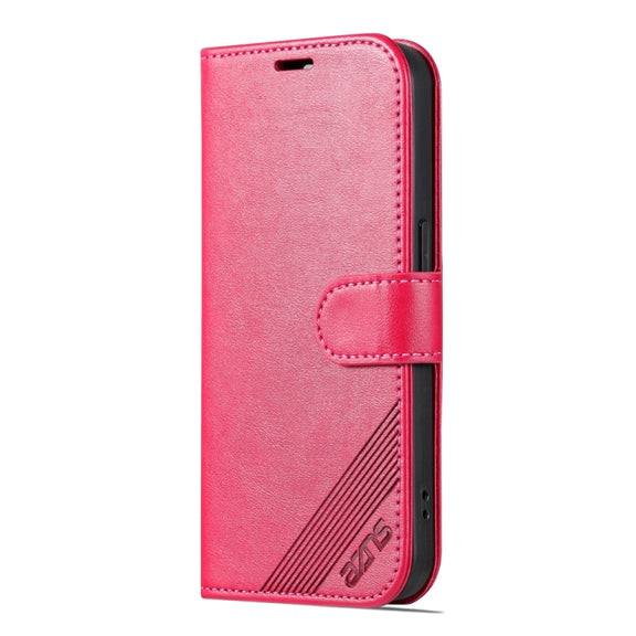 For iPhone 15 Pro Max AZNS Sheepskin Texture Flip Leather Phone Case(Red)