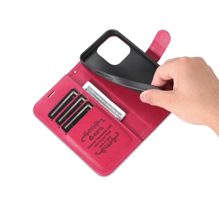 For iPhone 15 Pro Max AZNS Sheepskin Texture Flip Leather Phone Case(Red)