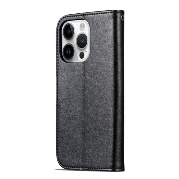 For iPhone 16 Pro Max AZNS Sheepskin Texture Flip Leather Phone Case(Black)