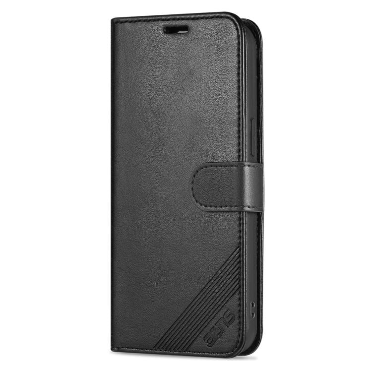For iPhone 16e AZNS Sheepskin Texture Flip Leather Phone Case(Black)