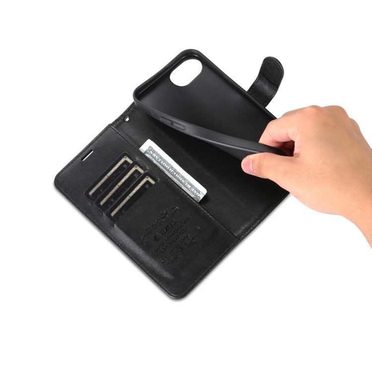 For iPhone 16e AZNS Sheepskin Texture Flip Leather Phone Case(Black)