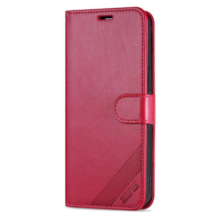 For iPhone 16e AZNS Sheepskin Texture Flip Leather Phone Case(Red)