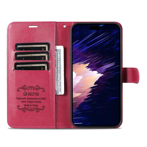 For iPhone 16e AZNS Sheepskin Texture Flip Leather Phone Case(Red)