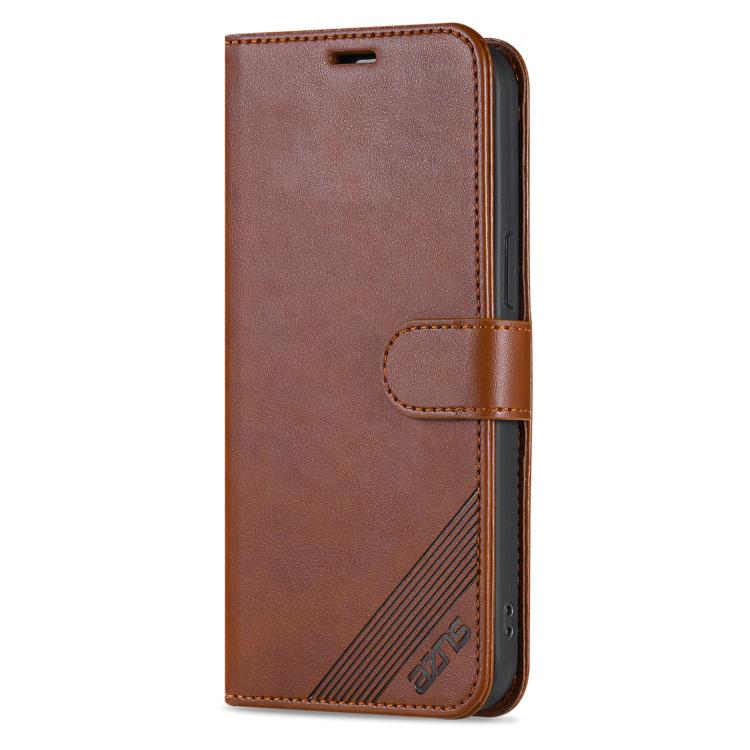 For iPhone 16e AZNS Sheepskin Texture Flip Leather Phone Case(Brown)