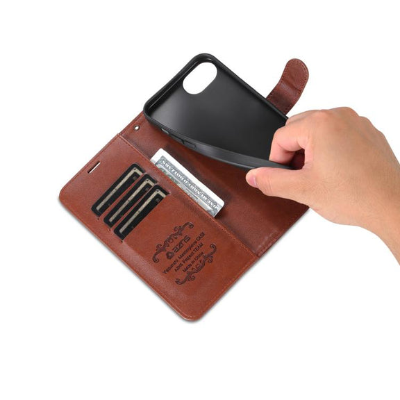 For iPhone 16e AZNS Sheepskin Texture Flip Leather Phone Case(Brown)