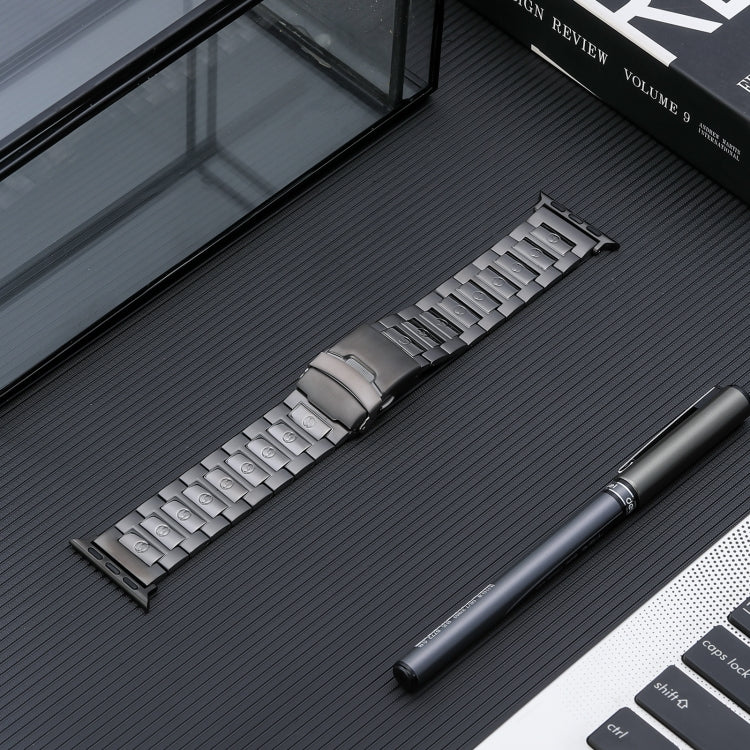 For Apple Watch SE 40mm Safety Buckle Titanium Steel Watch Band(Grey)