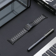 For Apple Watch 42mm Safety Buckle Titanium Steel Watch Band(Black)