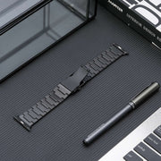 For Apple Watch 42mm Safety Buckle Titanium Steel Watch Band(Black)