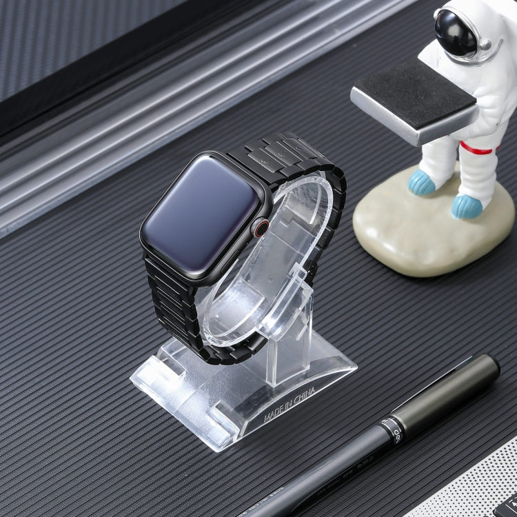 For Apple Watch 42mm Safety Buckle Titanium Steel Watch Band(Black)