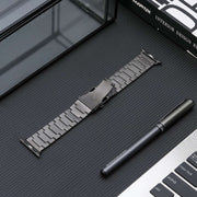 For Apple Watch 38mm Safety Buckle Titanium Steel Watch Band(Grey)