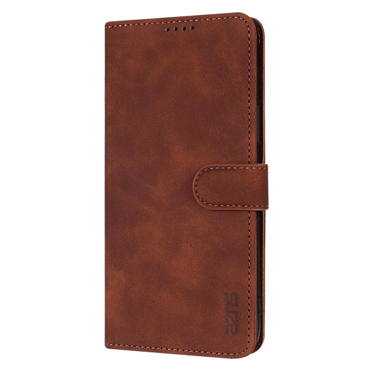 For iPhone 16e AZNS Skin Feel Calf Texture Flip Leather Phone Case(Brown)