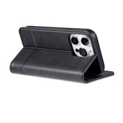 For iPhone 15 Pro AZNS Magnetic Calf Texture Flip Leather Phone Case(Black)