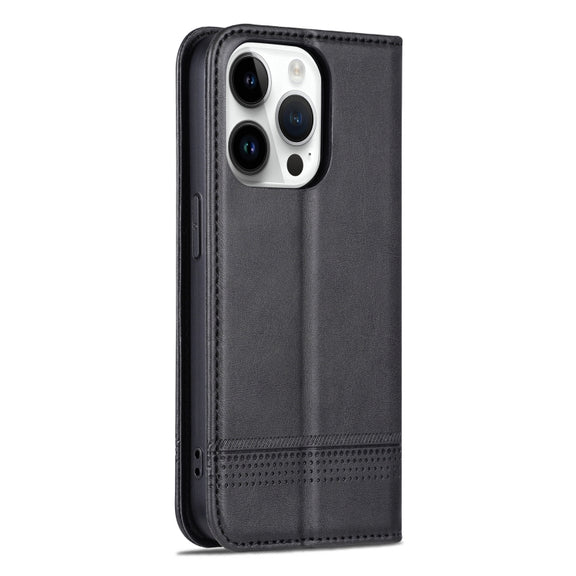 For iPhone 16 Pro AZNS Magnetic Calf Texture Flip Leather Phone Case(Black)